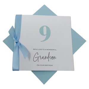 Carte d'anniversaire de petit-fils - carte de voeux de luxe personnalisée, cadeau d'arrière petit-fils - 17 couleurs - TOUTE L'ANNÉE - numéro scintillant
