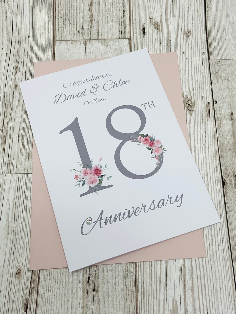 18th Wedding Anniversary Card Porcelain 18 Year Eighteenth Etsy UK