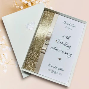 Kaart 48e huwelijksverjaardag - 48 jaar achtenveertigste cadeau vrouw echtgenoot vriendin vriend - 18 kleuren om uit te kiezen - luxe strik