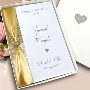 Speciale kaart huwelijksverjaardag paar - elk jaar gepersonaliseerde luxe wenskaart cadeau vrienden 10e 20e 25e 30e 40e 50e