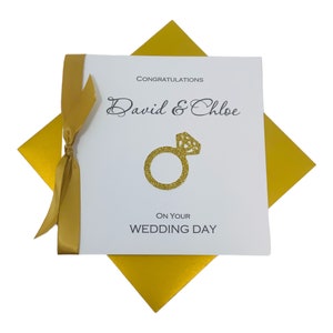 Hochzeit Day Card - Grußkarte, Geschenk für Frau Mann Mr & Mrs Braut Bräutigam Paar Freunde Bruder Schwester Glückwünsche - Ehering