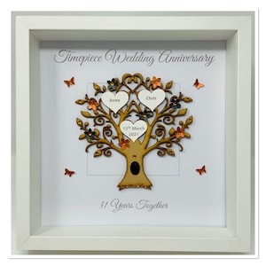 31st 31 Years Timepiece Wedding Anniversary Married Couple Husband Wife Gift Present Family Tree Picture Frame Personalised - Message