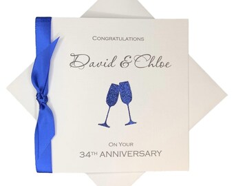 Biglietto per il 34° anniversario di matrimonio - Opal 34 Year Thirty Fourth Greeting Card, regalo per moglie, marito, genitori, coppia, amici - CH 34