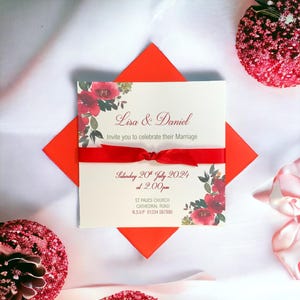 Hochzeitseinladungskarte - Braut und Bräutigam - Farbiger Umschlag - Namen, Datum, Zeit Ort, Antwortzeit - Wählen Sie Farbe / Packungsmenge