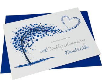 Personalisiertes Metall-Geschenk Zum 18. Hochzeitstag – Gravierte Karte Für Ehemann „18 Years Down“ | Aus Edelstahl, Brieftaschenformat