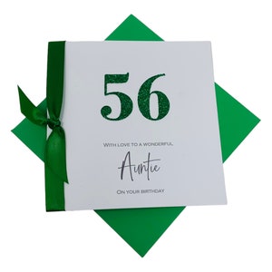 Carte d'anniversaire de tante - carte de voeux de luxe personnalisée, tante, tante, grande tante, grande tante - 17 couleurs - n'importe quelle année - nombre de paillettes