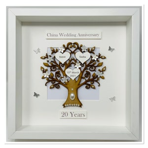 20º 20 anos China presente de aniversário de casamento presente marido casado esposa personalizado moldura de árvore genealógica personalizada - clássico