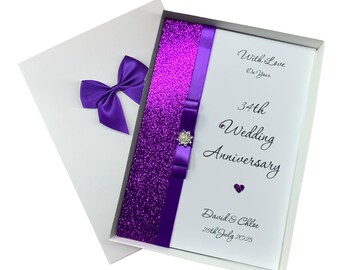 Biglietto per il 34° anniversario di matrimonio - Opale 34° anno Trentaquattresimo regalo per moglie, marito, fidanzata, fidanzato - Colore a scelta - £ 34