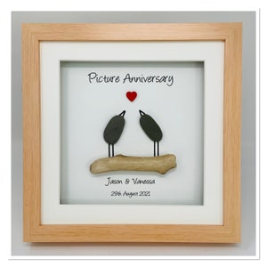 26th 26 Years Picture Wedding Anniversary Gift Present Husband Wife Couple Picture Frame Personalised (Frame Colour Choice)  - Pebble Birds