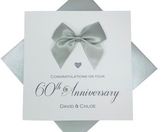 Cartão de 60º Aniversário de Casamento - Diamante - Cartão de Cumprimentos para Esposa, Marido, Pais, Casal ou Amigo - Escolha a Cor - RE 60