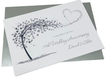 39th Wedding Anniversary Card - Lace 39 Year Thirty Ninth  Greeting Card Gift for Wife Husband Parents Couple Friends - SH 39