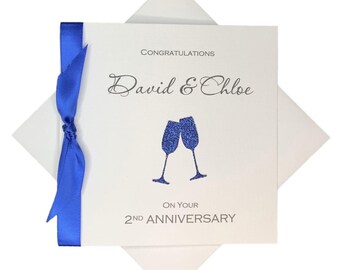 Carte 2e anniversaire - Coton 2 ans deuxième anniversaire de mariage carte de voeux pour femme mari couple amis - CH 2
