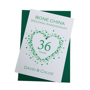 Biglietto di auguri per il 36° anniversario di matrimonio - Bone China 36 anni Trentaseiesimo biglietto di auguri, regalo per moglie marito genitori coppia amici - Love Heart