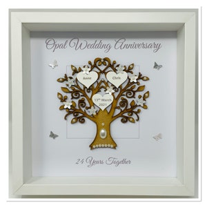 24th 34th 24 Years 34 Years Opal Wedding Anniversary Married Couple Husband Wife Gift Family Tree Picture Frame Personalised - Message
