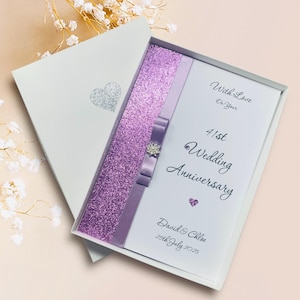 Biglietto d'auguri per il 41° anniversario di matrimonio - Regalo per il 41° anniversario di matrimonio per moglie, marito, fidanzata e fidanzato - 18 colori tra cui scegliere - Fiocco di lusso