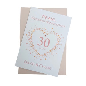 Kaart 30e huwelijksverjaardag - parel 30 jaar dertigste wenskaart, cadeau voor vrouw echtgenoot ouders paar vrienden - liefdeshart