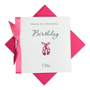 Carte d'anniversaire de chaussures de ballet scintillantes - carte de voeux personnalisée, cadeau pour petite-fille femme maman fille nièce amis