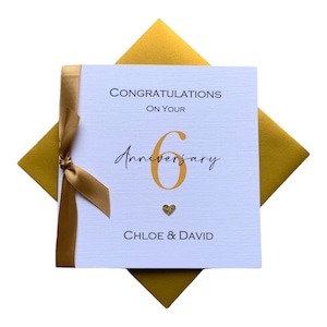 Glückwunschkarte zum 6. Hochzeitstag - Eisen 6 Jahre, Geschenk für Frau Mann Paar Freunde - Band Nummer