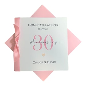 30. Hochzeitstag Karte - Perle 30 Jahr Dreißig Grußkarte, Geschenk für Frau Ehemann Eltern Paar - 17 Farben - Band Nummer