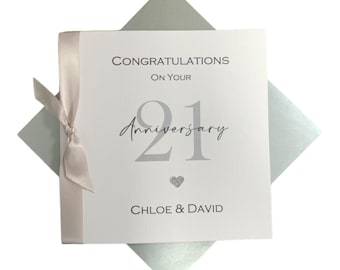 21st Wedding Anniversary Card - Brass 21 Year Twenty First Gift for Wife Husband Couple Friends - Colour Choice - RN 21