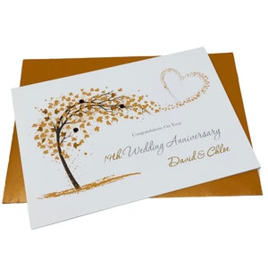 Biglietto di auguri per il 19° anniversario di matrimonio - Biglietto di auguri in bronzo per il 19° anno, regalo per moglie, marito, genitori, coppia, amico - Sweeping Heart
