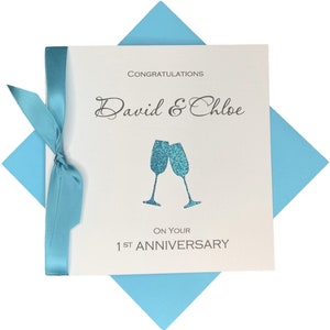 Tarjeta del primer aniversario: tarjeta de felicitación en papel para el primer aniversario de bodas, regalo para esposa, esposo, pareja y amigos, color champán