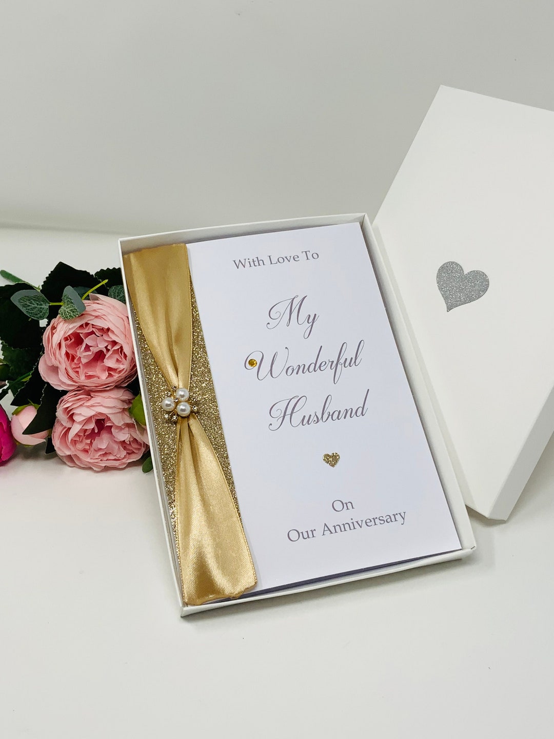 Husband Wedding Anniversary Card Personalised Luxury Handmade Card ...