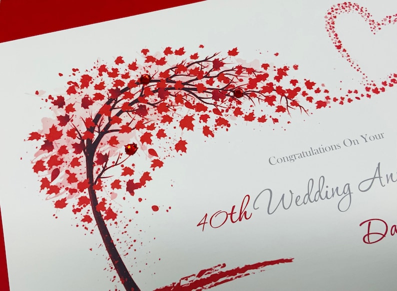 40th Wedding Anniversary Card - Ruby 40 Year Fortieth Greeting Card ...
