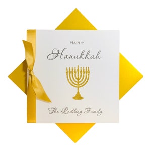 Joyeux Hanoucca carte de voeux juive de luxe personnalisée étoile de David cadeau de Hanoucca Cadeau de Hanoucca pour couple famille Menorah bougies scintillantes