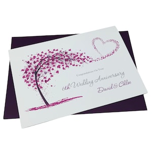 Glückwunschkarte zum 6. Hochzeitstag - Eisen 6 Jahre, Geschenk für Frau Mann Paar Freunde - Fegendes Herz