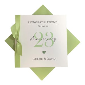 Carte 23e anniversaire de mariage - Plaqué argent 23 ans vingt-troisième carte de voeux, cadeau femme mari parents couple amis - numéro de ruban