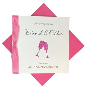 Kaart 48e huwelijksverjaardag - Woninginrichting 48 jaar Achtenveertigste groet Cadeau Vrouw Echtgenoot Ouders Paar Vrienden - Champagne