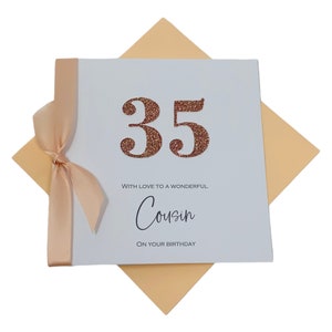 Cousin Birthday Card - Personalised Luxury Greeting Card, Gift for Cousin - 17 Colours - ANY YEAR - Glitter Number