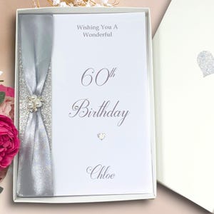 Tarjeta de cumpleaños número 60: tarjeta de felicitación de lujo personalizada, regalo para abuela, abuelo, esposa, esposo, hermano, hermana, hijo, hija, elección de color