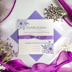 Hochzeitseinladungskarte - Braut und Bräutigam - Farbiger Umschlag - Namen, Datum, Zeit Ort, Antwortzeit - Wählen Sie Farbe / Packungsmenge