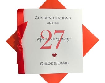 27th Wedding Anniversary Card - Sculpture 27 Year Twenty Seventh Gift for Wife Husband Couple Friends - Colour Choice - RN 27