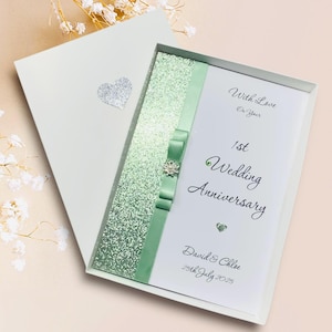 Tarjeta de 1.er aniversario - Papel - Regalo para el primer aniversario de bodas - Esposa, esposo, novia o novio - 18 colores a elegir - Lazo de lujo