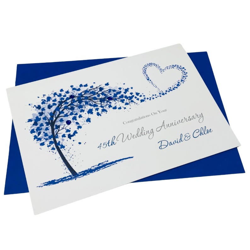 45th Wedding Anniversary Card - Sapphire 45 Year Forty Fifth Greeting ...