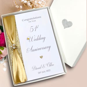 Tarjeta del 51.° aniversario de bodas: cámara fotográfica, felicitación de lujo para el 51.° aniversario, regalo personalizado para esposa, esposo, padres, pareja
