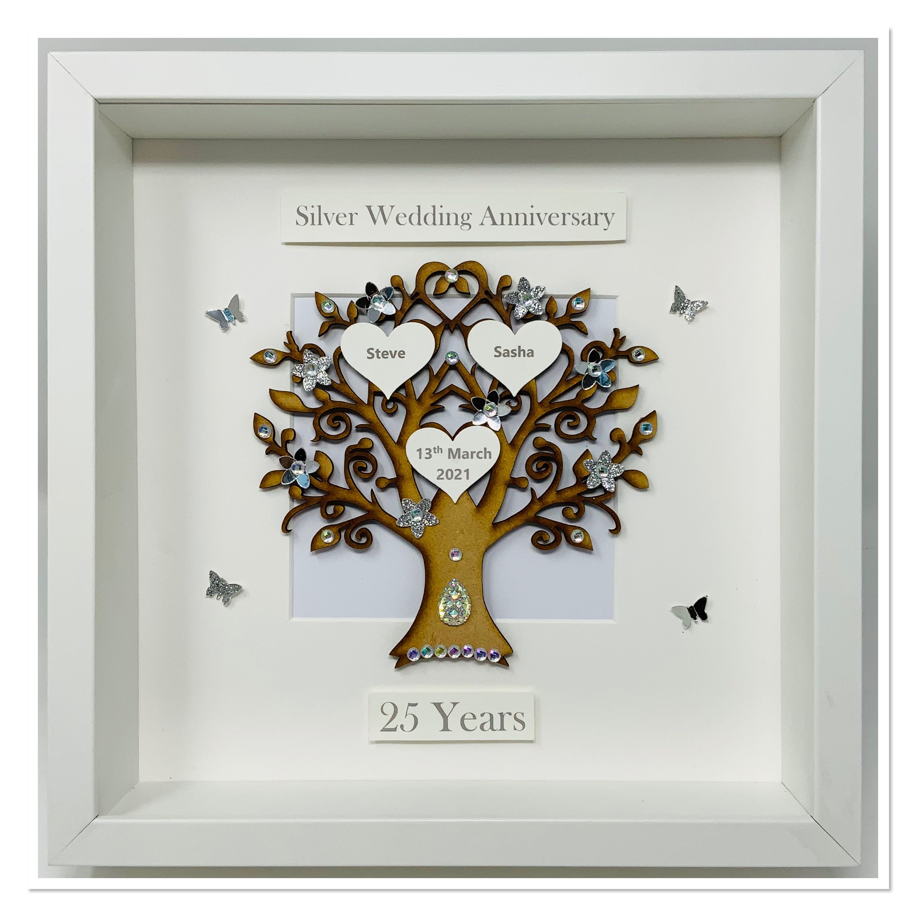 Engraved 25th Wedding Anniversary Presentation Cut Glass Married Couple Gift  in Satin Lined Box Silver Wedding Anniversary Gifts 25 Years 