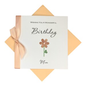 Carte d'anniversaire fleur pêche scintillante - carte de voeux personnalisée, cadeau pour petite-fille femme maman fille nièce amis