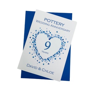 Tarjeta del noveno aniversario - Cerámica Tarjeta de felicitación del noveno aniversario de bodas Regalo Esposa Esposo Pareja Amigos - Corazón de amor