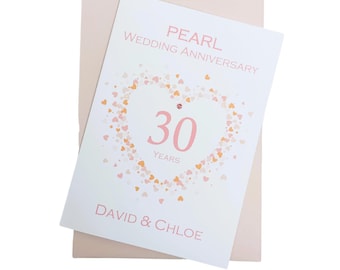 30th Wedding Anniversary Card - Pearl 30 Year Thirtieth Greeting Card, Gift for Wife Husband Parents Couple Friends - LH 30