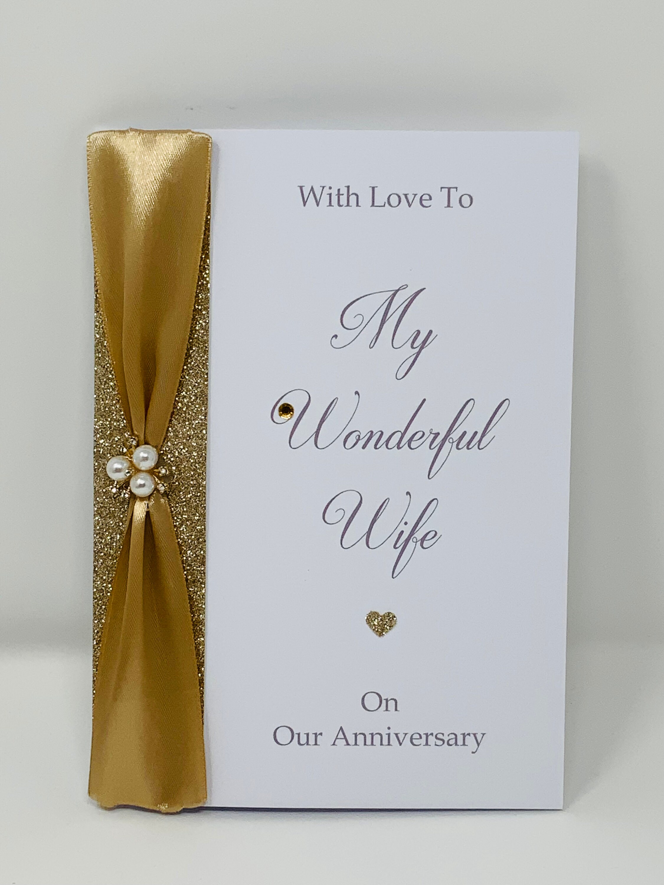 Wife Wedding Anniversary Card Personalised Luxury Handmade | Etsy UK