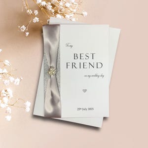 Tarjeta para mi mejor amiga en el día de nuestra boda: tarjeta de felicitación de lujo personalizada, invitación de regalo, color a elegir (mejor amiga)