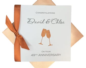 49th Wedding Anniversary Card - Copper 49 Year Forty Ninth  Greeting Gift Wife Husband Parents Couple Friends - CH 49