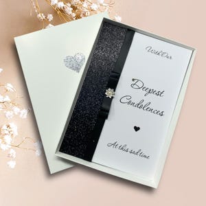 Carte de sympathie - carte de deuil personnalisée - désolé pour votre perte en pensant à vous condoléances - 18 couleurs au choix - noeud de luxe