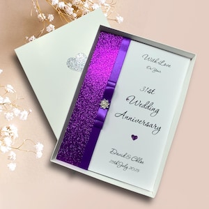 Biglietto d'auguri per il 31° anniversario di matrimonio - Orologio da 31 anni, regalo per il trentunesimo anniversario di matrimonio per moglie, marito, fidanzata, fidanzato - 18 colori tra cui scegliere - Fiocco di lusso
