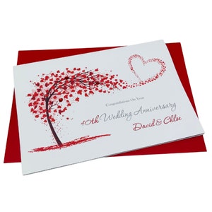 Biglietto d'auguri per il 40° anniversario di matrimonio - Ruby 40 anni, biglietto d'auguri per il 40° anniversario, regalo per moglie, marito, genitori, coppia, amici - Sweeping Heart