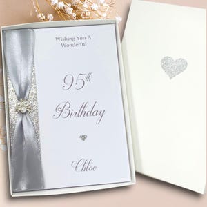 Cartão de aniversário de 95 anos - Cartão de felicitações de luxo personalizado, presente para avó, avô, esposa, marido, irmão, irmã, filho, filha - escolha de cor